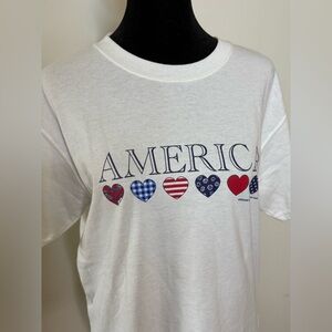 Vintage NWOT 2002 Sonoma patriotic America heart 100% cotton white crewneck S